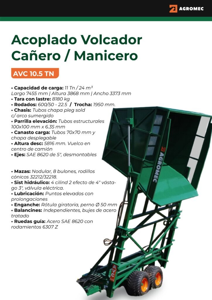 AVC 10.5 - Acoplado volcador cañero 10.5 toneladas