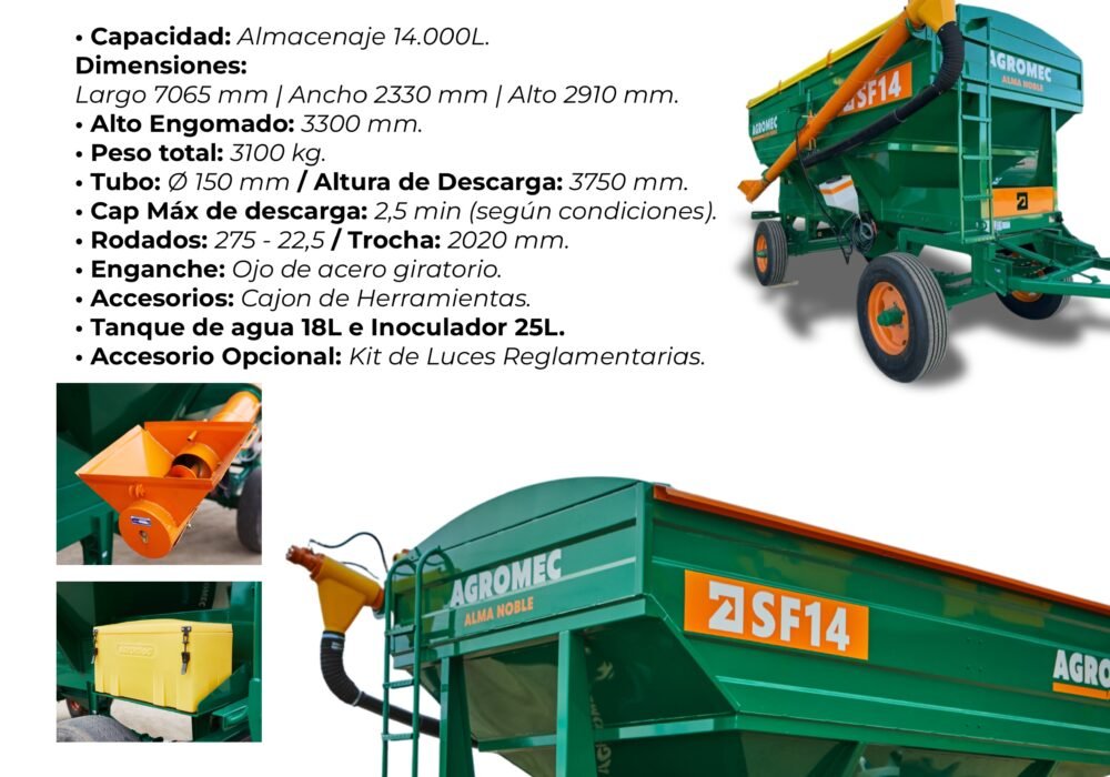 SF 14 CA - Acoplado Semillas y Fertilizantes Con Accsesorios