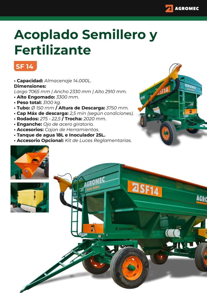 SF 14 CA - Acoplado Semillas y Fertilizantes Con Accsesorios