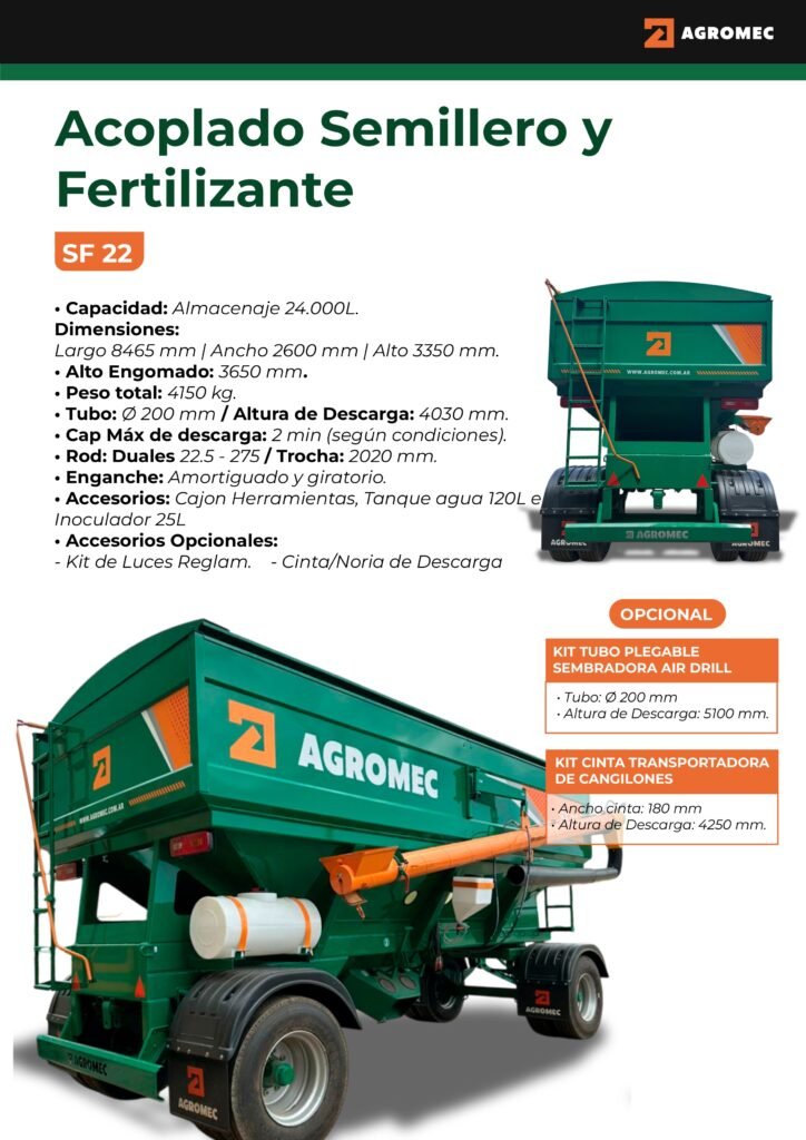 SF 22 - Acoplado Semillas y Fertilizantes Con Accesorios