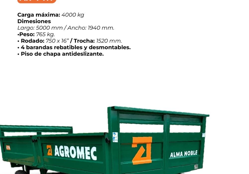Acoplado Rural 4 Toneladas Con Barandas