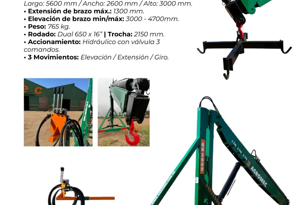 Grúa Giratoria 3000 kg (consultar por Grúa Fija)