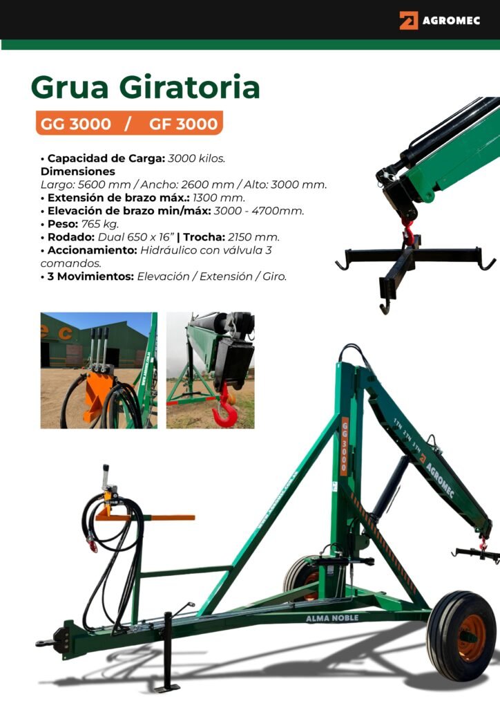 Grúa Giratoria 3000 kg (consultar por Grúa Fija)