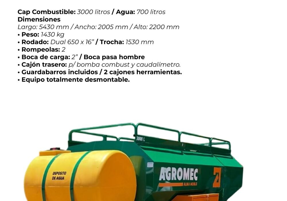 ART 3000 C - Acoplado Rural Tanque 3000 litros Combinado