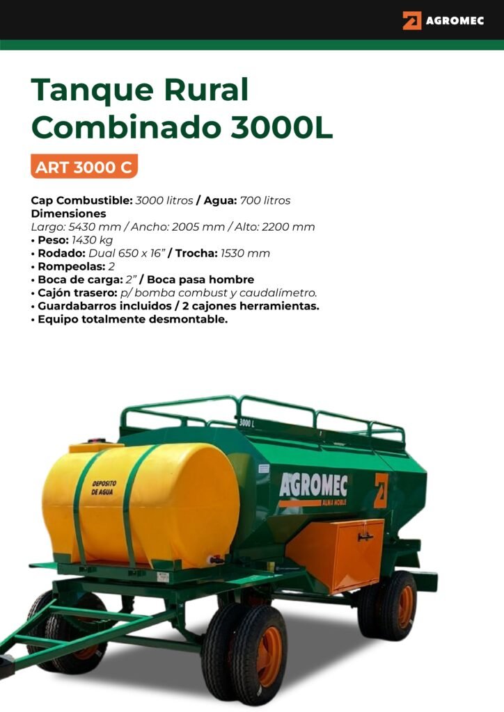 ART 3000 C - Acoplado Rural Tanque 3000 litros Combinado