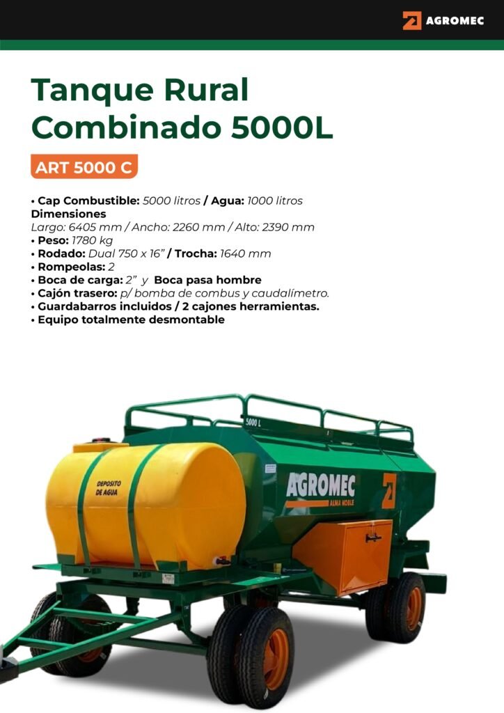 ART 5000 C - Acoplado Rural Tanque 5000 litros Combinado