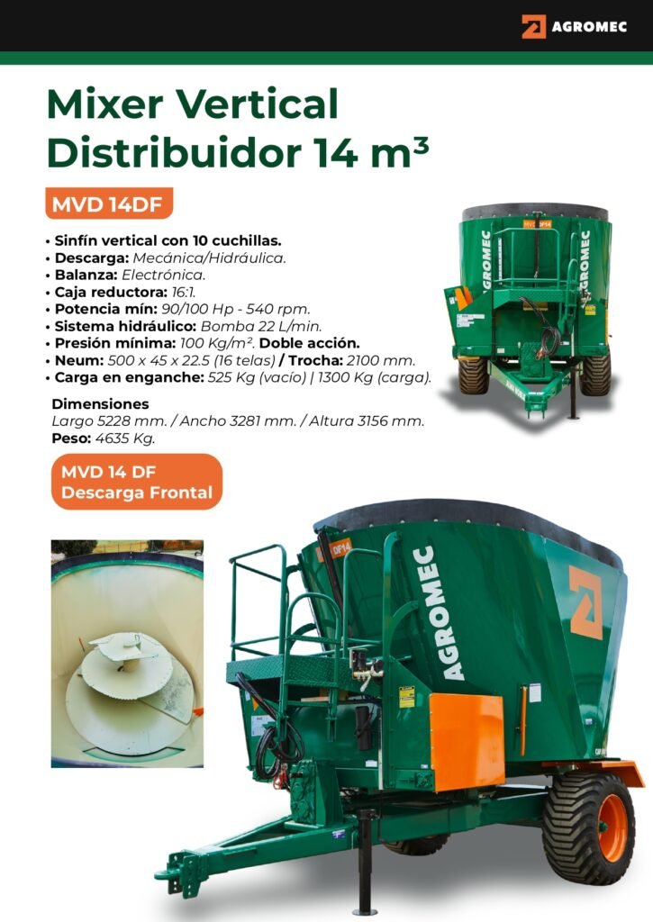 MVD 14 DF - Mixer Vertical Distribuidor 14 m3 Descarga Frontal